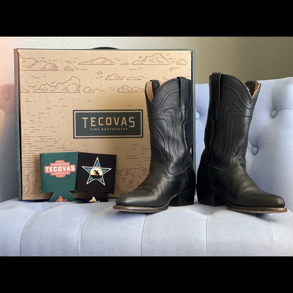 Black Cowboy Boots-Tecovas Midnight Jamie Sz 7